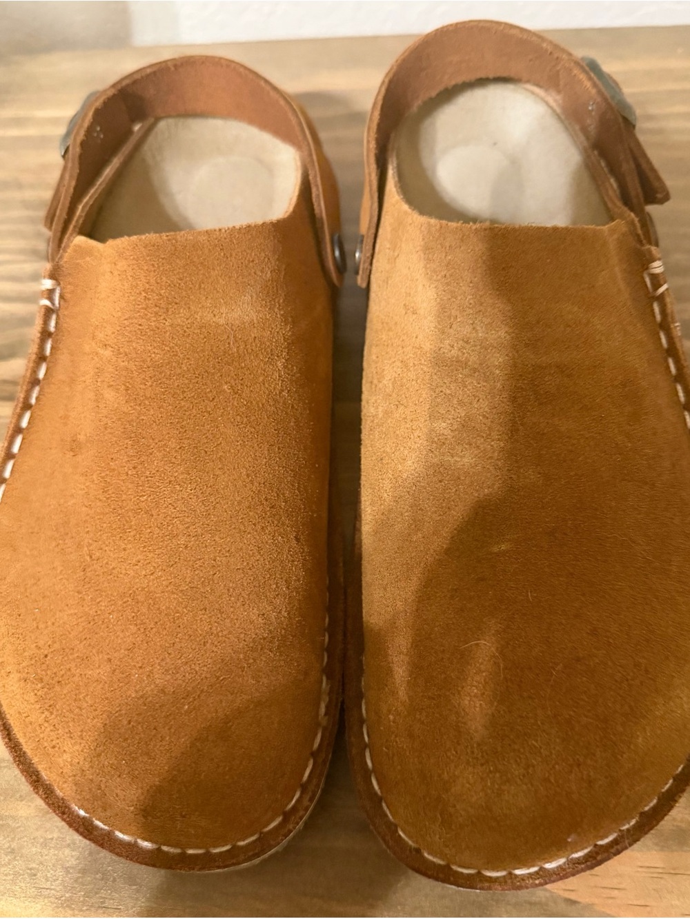 Birkenstock Suede Slip-On Clogs in Brown